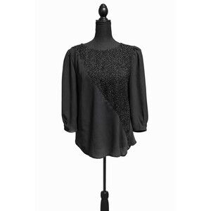Byer California Black Beaded Blouse S